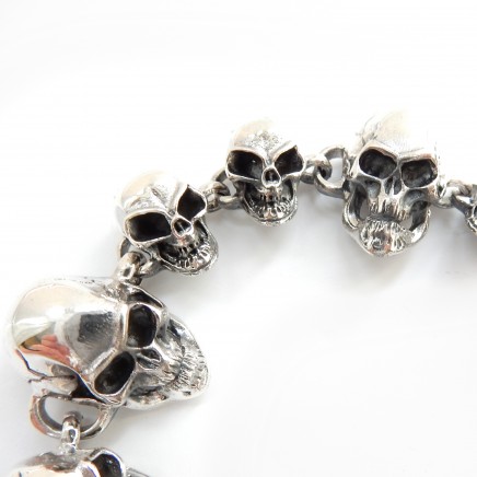 Photo of Solid Silver Skull Skeleton Toggle Bracelet Fine Skull Jewelery