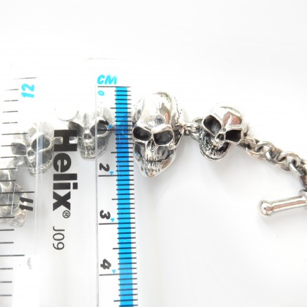 Photo of Solid Silver Skull Skeleton Toggle Bracelet Fine Skull Jewelery