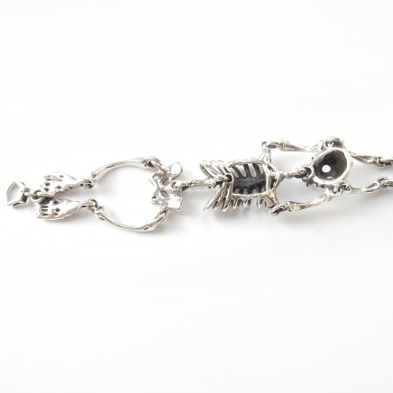 Photo of Solid Silver Skull Skeleton Wrap Bracelet Fine Skull Jewelery Articulated