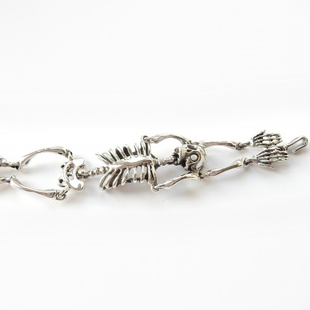 Photo of Solid Silver Skull Skeleton Wrap Bracelet Fine Skull Jewelery Articulated