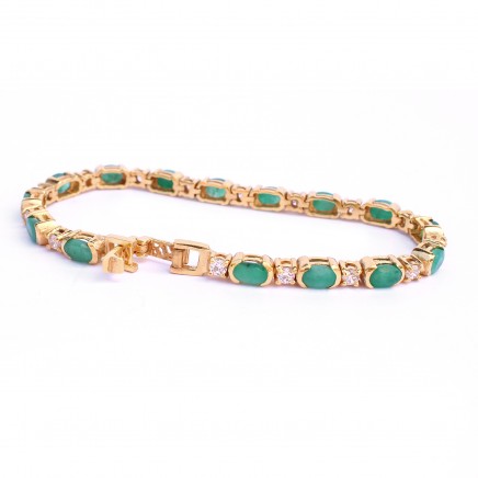 Photo of Sterling Silver 18ct Goldplated Emerald & CZ Tennis Bracelet