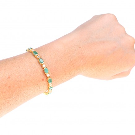 Photo of Sterling Silver 18ct Goldplated Emerald & CZ Tennis Bracelet