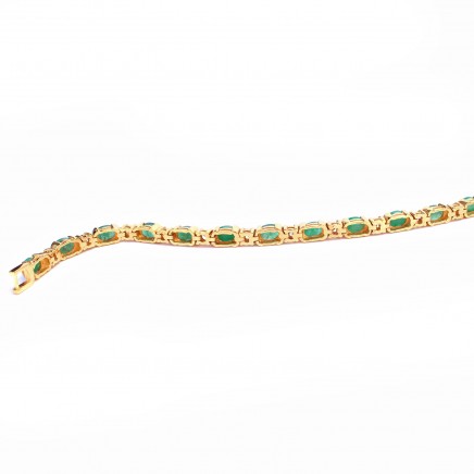 Photo of Sterling Silver 18ct Goldplated Emerald & CZ Tennis Bracelet