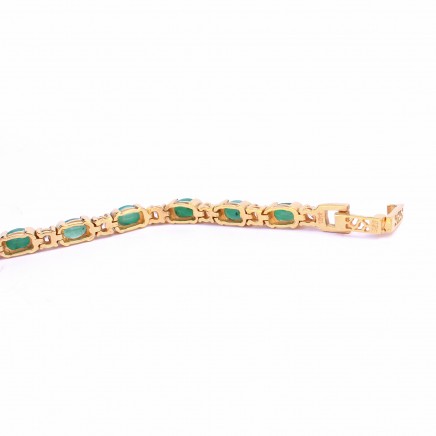 Photo of Sterling Silver 18ct Goldplated Emerald & CZ Tennis Bracelet