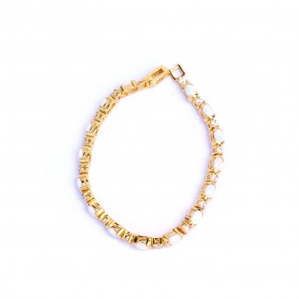 Photo of Sterling Silver 18ct Goldplated Emerald & CZ Tennis Bracelet