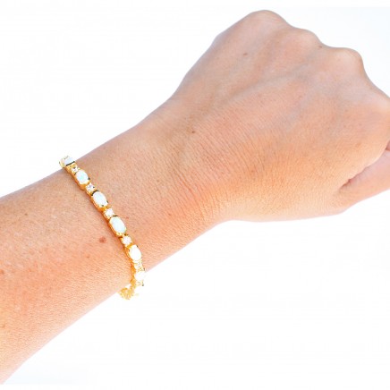 Photo of Sterling Silver 18ct Goldplated Opal & CZ Tennis Bracelet