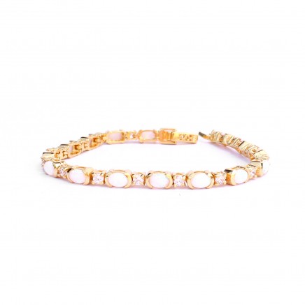 Photo of Sterling Silver 18ct Goldplated Opal & CZ Tennis Bracelet