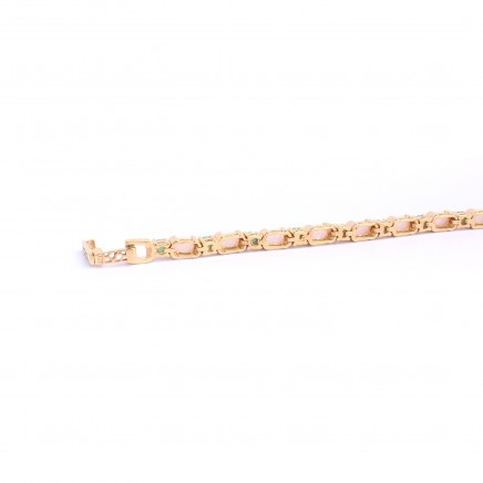 Photo of Sterling Silver 18ct Goldplated Opal & Emerald Tennis Bracelet