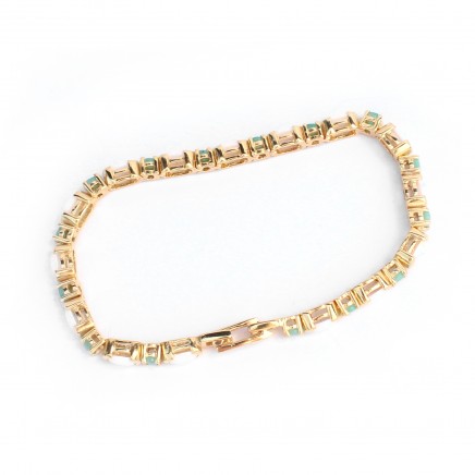 Photo of Sterling Silver 18ct Goldplated Opal & Emerald Tennis Bracelet