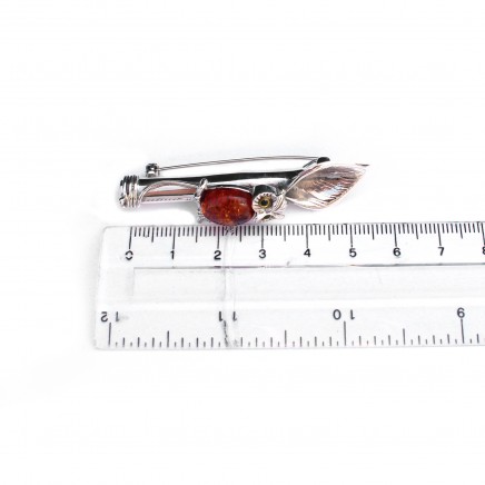 Photo of Sterling Silver Amber Owl Boutonnière Lapel Pin Posy Holder