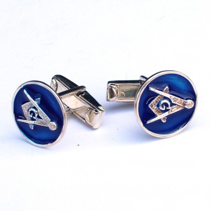 Photo of Sterling Silver Blue Enamel Masonic Cufflinks