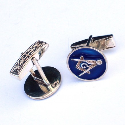 Photo of Sterling Silver Blue Enamel Masonic Cufflinks
