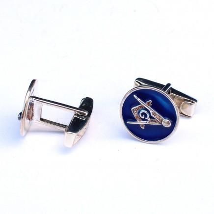 Photo of Sterling Silver Blue Enamel Masonic Cufflinks