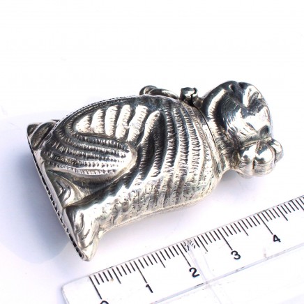 Photo of Sterling Silver Dog Vesta Match Safe Container Box