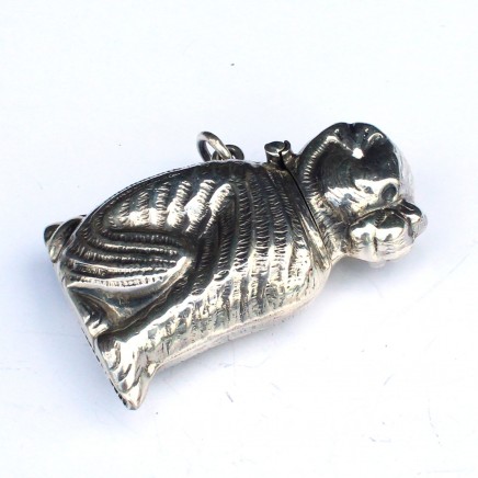 Photo of Sterling Silver Dog Vesta Match Safe Container Box