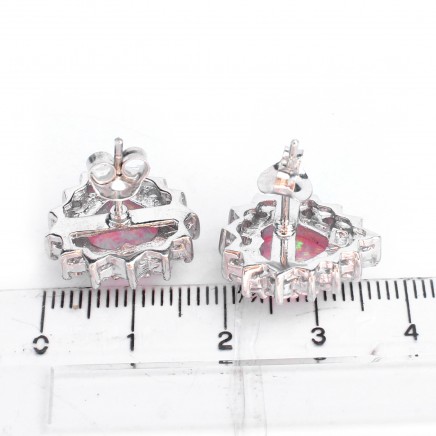 Photo of Sterling Silver Dragons Breath Opalescent Heart Earrings