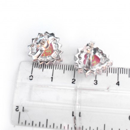 Photo of Sterling Silver Dragons Breath Opalescent Heart Earrings