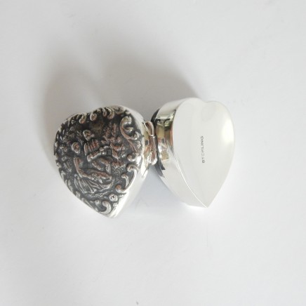 Photo of Sterling Silver Dutch Repousse Heart Trinket Pill Box