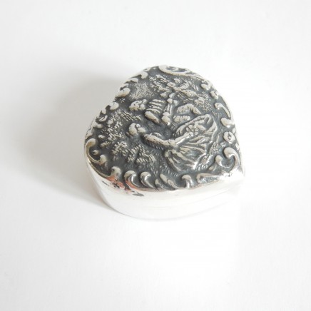 Photo of Sterling Silver Dutch Repousse Heart Trinket Pill Box