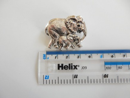 Photo of Sterling Silver Elephant & Baby Brooch