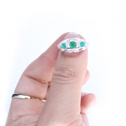 Photo of Sterling Silver Emerald Gypsy Ring