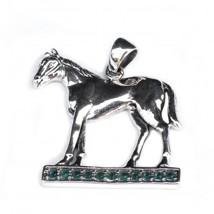 Photo of Sterling Silver Emerald Horse Pendant