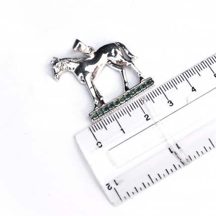 Photo of Sterling Silver Emerald Horse Pendant