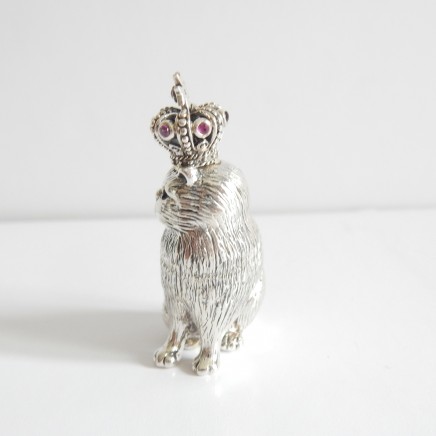 Photo of Sterling Silver Emerald Ruby Cat Wearing Crown Charm Mini Ornament