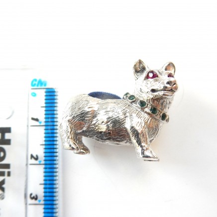 Photo of Sterling Silver Emerald Ruby Dog Pin Cushion Haberdashery Thimble