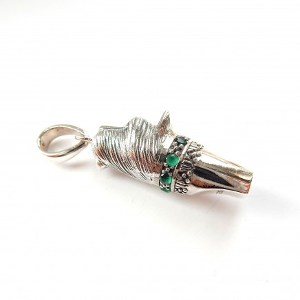 Photo of Sterling Silver Emerald Ruby Dog Whistle Pendant Charm Dog Training Whistle