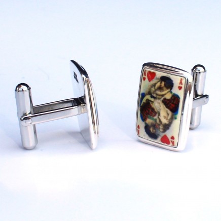 Photo of Sterling Silver Enamel Ace Playing Card Cufflinks