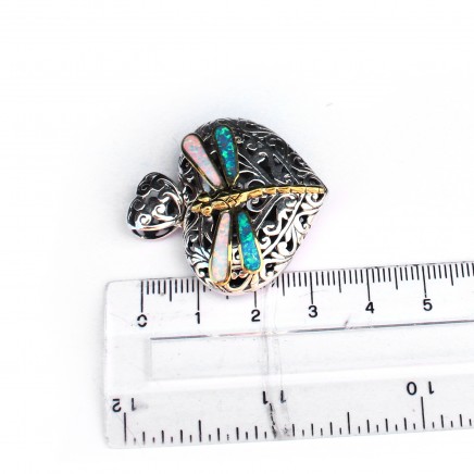 Photo of Sterling Silver Filigree Opal Dragonfly Pendant