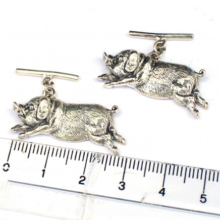 Photo of Sterling Silver Flying Pig Cufflinks