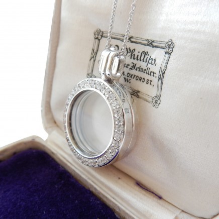 Photo of Sterling Silver Glass Photo Locket Necklace & Matching Chain