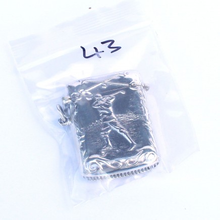 Photo of Sterling Silver Golfer Vesta Match Safe Snuff Box