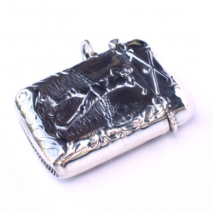 Photo of Sterling Silver Golfer Vesta Match Safe Snuff Box