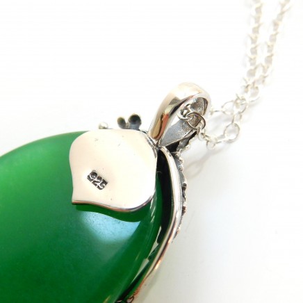 Photo of Sterling Silver Jade Butterfly Leaf Pendant Necklace