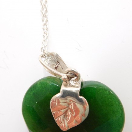 Photo of Sterling Silver Jade Frog Leaf Heart Pendant Necklace