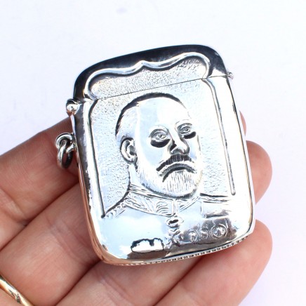 Photo of Sterling Silver King Edward VII Vesta Match Safe Container Box