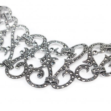 Photo of Sterling Silver Marcasite Art Nouveau Style Collar Necklace