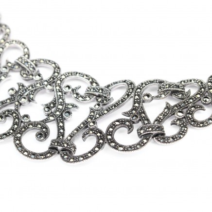 Photo of Sterling Silver Marcasite Art Nouveau Style Collar Necklace
