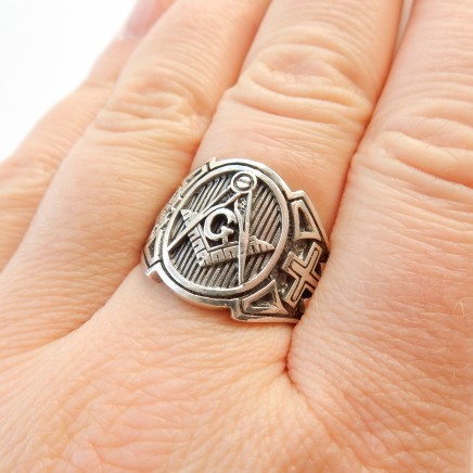 Photo of Sterling Silver Masonic Freemason Signet Ring