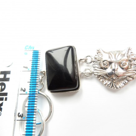 Photo of Sterling Silver Onyx Cat Link Bracelet