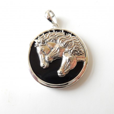 Photo of Sterling Silver Onyx Horse Pendant