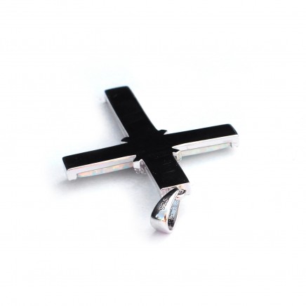 Photo of Sterling Silver Opal Cross Crucifix Pendant