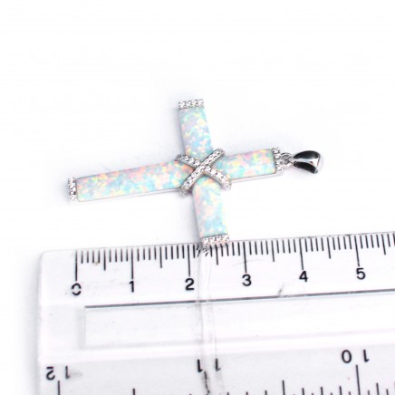 Photo of Sterling Silver Opal Cross Crucifix Pendant