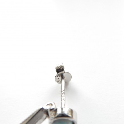 Photo of Sterling Silver Opal Cubic Zirconia Droplet Earrings October Birthstone