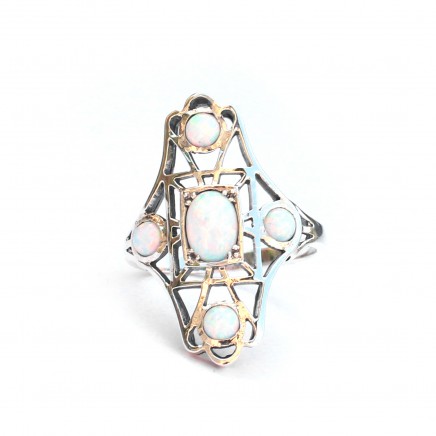 Photo of Sterling Silver Opal Navette Ring
