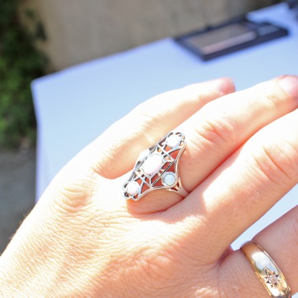 Photo of Sterling Silver Opal Navette Ring