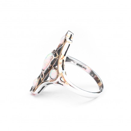 Photo of Sterling Silver Opal Navette Ring